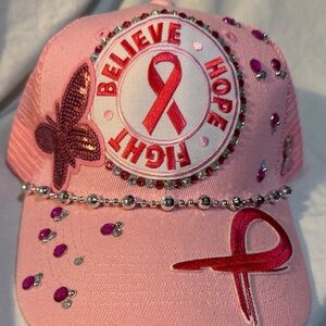 Custom Pink 'Believe Hope Fight' Breast Cancer Awareness Cap